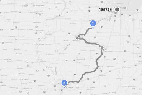 Loads list with route map for fleet routing