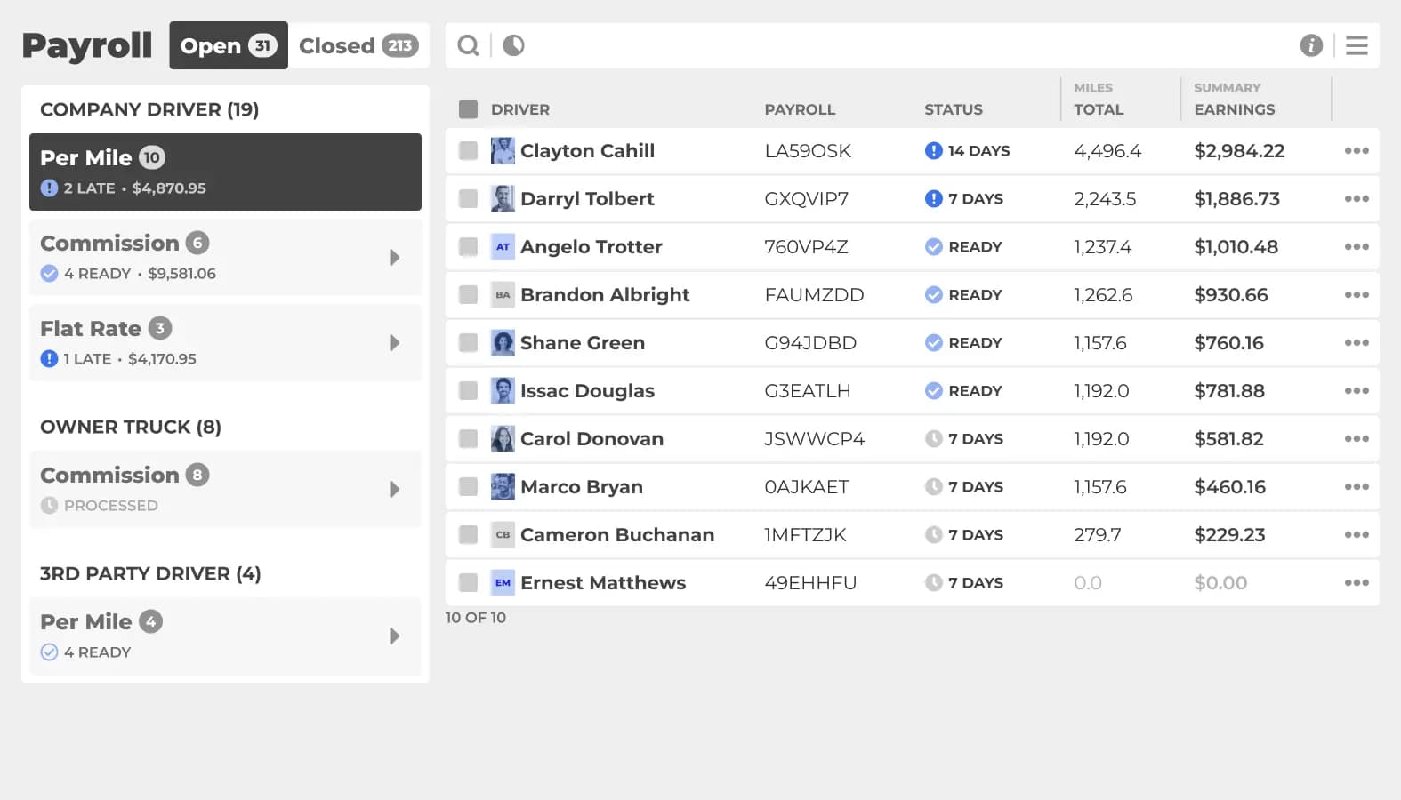 Dispatch board with shipment progress tracking